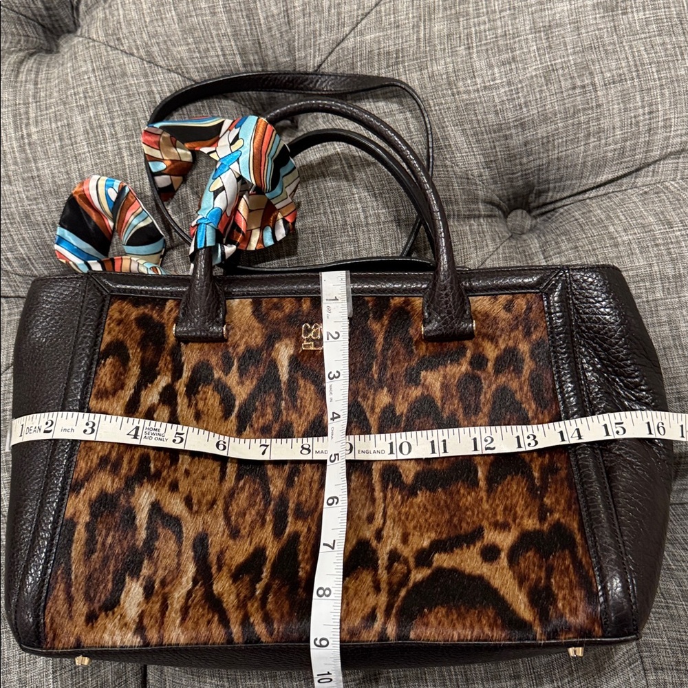 Roberto Cavalli Class Tote Satchel Brown Leopard Calf Hair Leather Bag - Picture 16 of 17